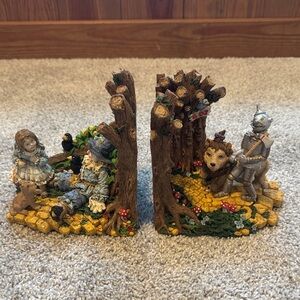 Wizard of Oz Bookends Dorothy Scarecrow Tin Man Lion Toto Yellow Brick Road Tree